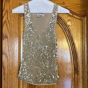 ALBERTO MAKALI GENTLY USED GOLD KNIT SEQUENCE TANK TOP